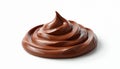 Smooth chocolate spread swirled on white background. Rich cocoa paste forms glossy wave shape, perfect for dessert recipes, Royalty Free Stock Photo