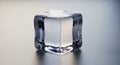 A smooth, clear glass cube with Royalty Free Stock Photo