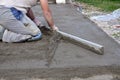 Smooth concreting the floor Royalty Free Stock Photo