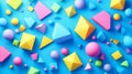 Smooth coordination of pixel characters with authentic 3D objects, exemplifying a core concept of 3D object animation Royalty Free Stock Photo