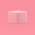 Smooth cube podium pink symmetric polygon geometric shape basic foundation 3d design vector Royalty Free Stock Photo
