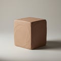 A smooth, cubic structure with rounded edges, rendered in a light brown, terracotta- Royalty Free Stock Photo