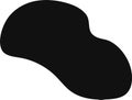 Smooth, curved, and irregular black blob creating an abstract and organic shape against a clean white backdrop, suitable