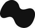 Smooth, curved, and irregular black shape creates a sense of fluidity and dynamism against a clean white backdrop