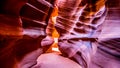 The smooth curved Red Navajo Sandstone walls of the Upper Antelope Canyon