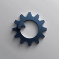 Smooth dark blue 3D gear icon with a refresh arrow on a subtle light gray background Royalty Free Stock Photo