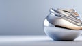 A distorted metallic vase with liquid chrome flowing down its curves and smooth finish Royalty Free Stock Photo