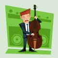 Smooth and elegant jazz contra bass player Royalty Free Stock Photo