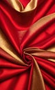 Smooth elegant red silk or satin luxury cloth texture as abstract background. Satin texture red and gold fabric. Royalty Free Stock Photo