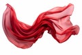 A smooth elegant red transparent fabric separated on a white background. Flying fabric texture. Generative Ai Royalty Free Stock Photo