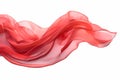 Smooth elegant red transparent fabric separated on a white background. Flying fabric texture. Generative Ai Royalty Free Stock Photo