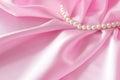 Smooth elegant rose silk background with pearl, Beautiful silk drapes Royalty Free Stock Photo