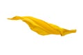 Smooth elegant transparent yellow cloth separated on white background.