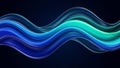 Smooth flowing abstract waves of deep blue and teal against a dark background Royalty Free Stock Photo