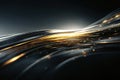 Smooth flowing lines create a mesmerizing golden glow against a dark backdrop in an abstract design Royalty Free Stock Photo