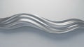 Smooth flowing liquid silver metal wave abstract shape against a clean light grey background Royalty Free Stock Photo
