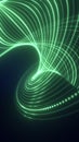 Smooth flowing ribbons of glowing green light forming a dynamic, futuristic abstract wave pattern Royalty Free Stock Photo