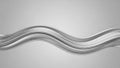 Smooth, flowing silver liquid wave against a subtle gradient gray background, abstract metallic ribbon shape Royalty Free Stock Photo