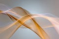 Smooth flowing translucent orange and white waves intertwining gracefully over a soft gray background creating a serene and Royalty Free Stock Photo