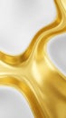 Smooth, flowing, undulating waves of liquid gold with a highly reflective metallic surface against a clean white background, Royalty Free Stock Photo