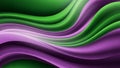 Smooth flowing waves of vibrant green and purple abstract background with subtle light reflections and shadows Royalty Free Stock Photo