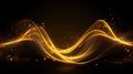 Smooth golden energy waves oscillating and moving through darkness. Glowing energy, abstract background. Generative AI