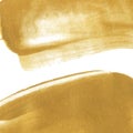 Smooth golden texture with white background. Gold paint strokes with copyspace