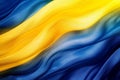 Smooth Gradient Fabric Texture with Wavy Yellow and Deep Blue Folds Abstract Background Royalty Free Stock Photo