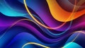 Smooth Gradient Waves of Blue Purple and Orange with Thin Neon Lines abstract background Royalty Free Stock Photo