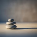 Smooth, gray pebbles are stacked in ascending order on a flat Royalty Free Stock Photo