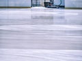 Smooth ice on the ice rink after it was resurfaced Royalty Free Stock Photo