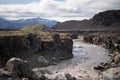 Smooth Innri-Emstrua river going from Waterfall. Laugavegur hiking trail Royalty Free Stock Photo