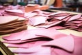 smooth leather pieces ready to be formed into ballet slippers Royalty Free Stock Photo