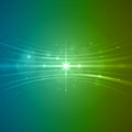 Smooth light blue green waves lines and Lens Flares vector abstract background. Royalty Free Stock Photo