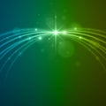 Smooth light blue green waves lines and Lens Flares vector abstract background. Royalty Free Stock Photo