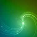 Smooth light blue green waves lines and Lens Flares vector abstract background. Royalty Free Stock Photo