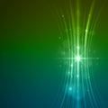 Smooth light blue green waves lines and Lens Flares vector abstract background. Royalty Free Stock Photo