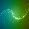 Smooth light blue green waves lines and Lens Flares vector abstract background. Royalty Free Stock Photo