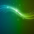 Smooth light blue green waves lines and Lens Flares vector abstract background. Royalty Free Stock Photo