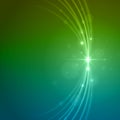 Smooth light blue green waves lines and Lens Flares vector abstract background. Royalty Free Stock Photo
