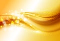 Smooth light gold waves lines and Lens Flares vector abstract background. Royalty Free Stock Photo