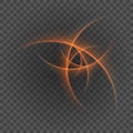 Smooth light orange lines on transparency background vector illustration.