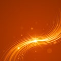 Smooth light orange waves lines and Lens Flares abstract background.