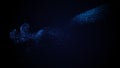 Smooth luxury techno blue stream slowly flow on black background. Copy space.