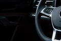 Smooth material. Close up view of interior of brand new modern luxury automobile Royalty Free Stock Photo