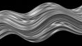 Smooth metallic silver waves flowing in curves on a black backdrop Royalty Free Stock Photo