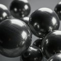 Smooth metallic spheres with a brushed texture, floating in a three-dimensional Royalty Free Stock Photo