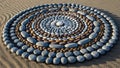 Of smooth multi colored stones are meticulously arranged on a Royalty Free Stock Photo