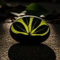 A contrast between the bright green of the leaf and the dark Royalty Free Stock Photo