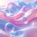 Abstract Pastel Waves With Floating Bubbles And Light Reflections liquid fluid Royalty Free Stock Photo